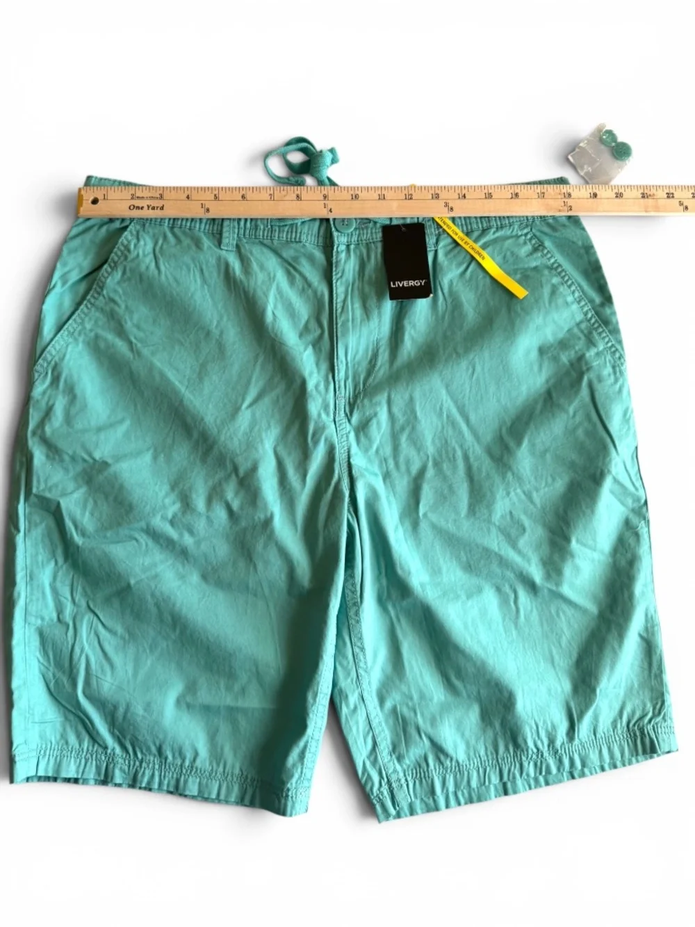 LIVERGY Mint Green 100% Cotton Drawstring Shorts Size 38 NWT